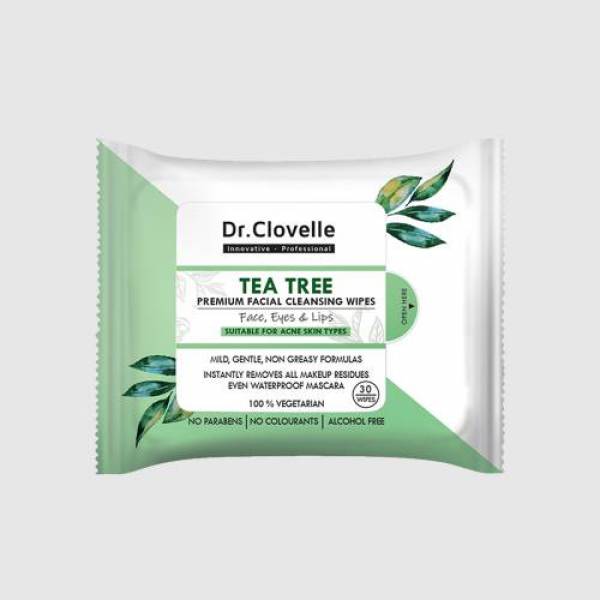 Dr Clovelle Tea Tree Facial Cleansing Wipes 30s