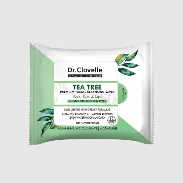 Dr Clovelle Tea Tree Facial Cleansing Wipes 30s